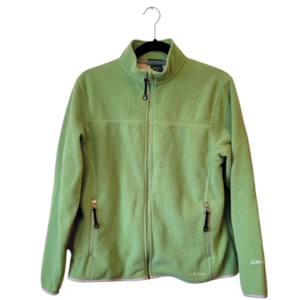 L.L. Bean Lime Green Women's Zip-Up Fleece Polartec Jacket Size S